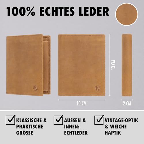 KORUTA Leder Geldbörse Herren mit RFID Schutz I Portemonnaie Groß mit Münzfach I 13 Fächer I Echtleder Geldbeutel für Männer I Brieftasche… – Ansicht 5