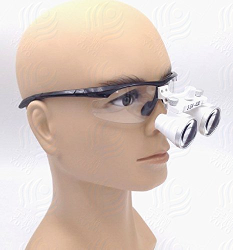 Aries Outlets 3.5x 420mm Working Distance Surgical Binocular Loupes Optical Glass with LED Head Light Lamp+Aluminum Box Black