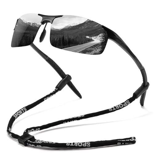 Image of Men's Polarized Semi-Rimless Sports Sunglasses with UV Protection - Ideal for Outdoor Activities