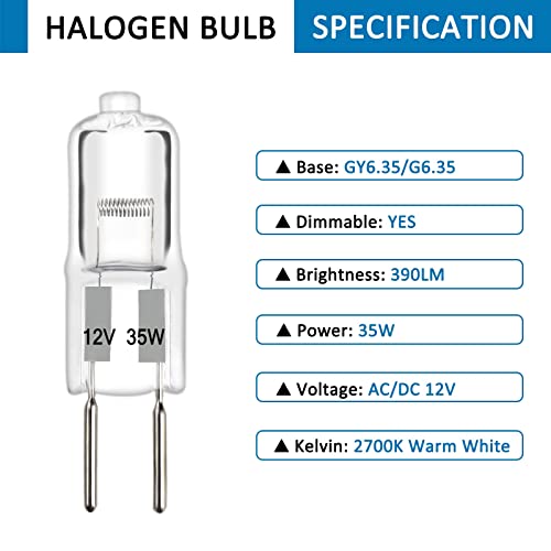 SCNNC Halogen Bulb GY6.35 35W Dimmable, AC/DC 12V, Pack of 10, G6.35-35w, 10 Count (Pack of 1) - Image 3