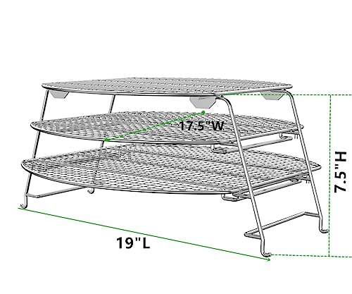 Image of SafBbcue 3 Tier Jerky Rack Compatible with Kamado Joe, Big Green Egg Smoker Accessories, Foldable Sliding Warming Rack Compatible with Traeger, Pit Boss, CampChef, GMG and More Barrel Pellet Grills