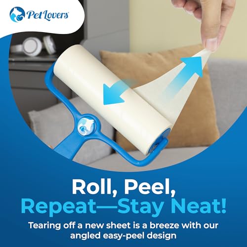 Image of PetLovers 6.3 inch Large Lint Roller for Pet Hair Extra Sticky 360 Sheets, Ideal for Pet Hair Removal from Furniture & Clothes, Dog and Cat Lint Remover 4 Pack