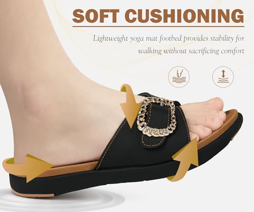 Image of COFACE Womens Dressy Orthotic Slides Lightweight Yoga Mat Thick Cushion Recovery Walking Sandals Adjustable Slip On Slippers with Comfortable Plantar Fasciitis Arch Support