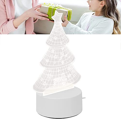 Image of 3D USB Acrylic Night Light LED Table Desk Bedroom Decor Gift Warm Table Lamp for Bedroom Living Room (Christmas Tree)