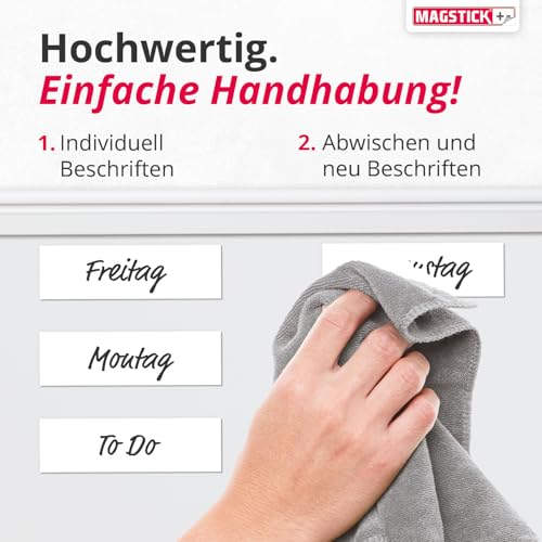 100 beschreibbare Magnet-Etiketten I 8 x 3 cm I weiß I magnetische Beschriftungsfolie beschreibbar Magnet-Streifen zum Beschriften I mag209