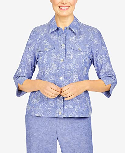 Veste en chambray légère confortable taille 14 broderie