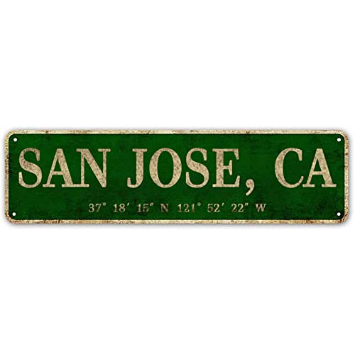 LINStore San Jose, CA City Sign Vintage Metal Wall Art Office/Home/Classroom Decor 4” x 16”
