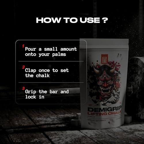 Image of Chamberofgods Demigrip Lifting Gym Chalk Powder | for Workout, Calisthenics, Lifting Barbell Rod | Helps Hand Grip Strength | 200 Grams