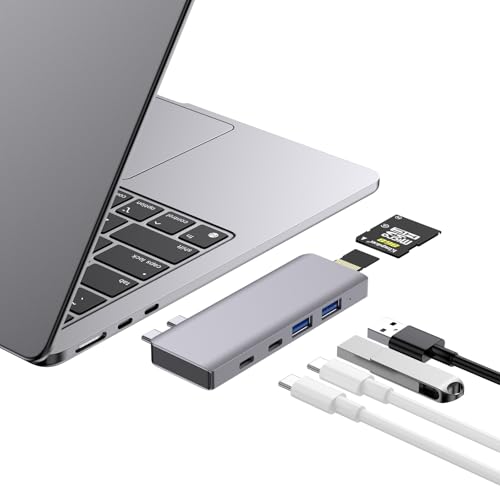 Ya en manzanajugosa.com: ZanBix USB C Hub, 6-in-2 USB Adapter para MacBook Pro Air Thunderbolt 4 con Base 100W PD, 40Gbps, USB-C 3.0, 2 USB-A 3.0, SD/TF Card Reader, Compatible con MacBook Pro Air M1/M2/M3/M4