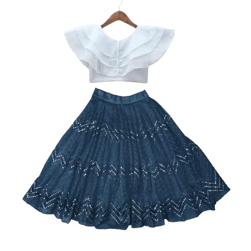 Image of E-SQARE Kids Girls Georgette Silk Digital Printed Ethnic wear Lehenga Set