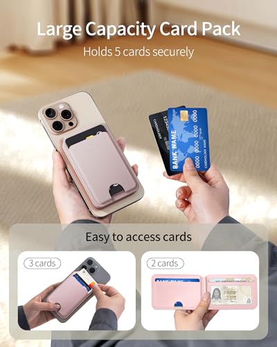 Image of iWALK Stronger Magnetic Wallet, Upgraded for MagSafe Wallet, RFID Blocking, 5 Card Holder with Adjustable Stand, Slim Leather Phone Wallets for iPhone 17 /16 /15 /14 /13 /12 Series, iPhone Wallets