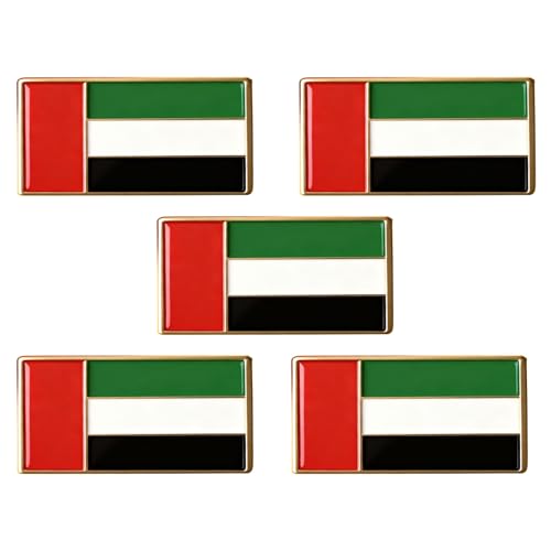 VeroNara 5 PCS UAE Flag Pins National Day Lapel Pins AE Brooch Emblem Metal Pin Badge Party Supplies National Day Decor United Arab Emirates Lapel Pin for Cloth Accessories (Butterfly Clutch Flag)
