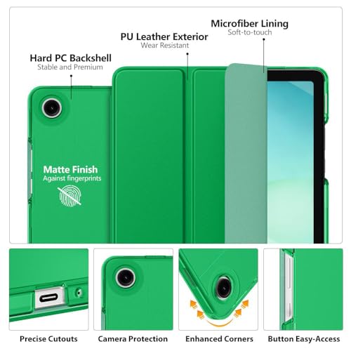 Image of MoKo for Samsung Galaxy Tab A11 Plus / A11+ Case 11 Inch 2026, Galaxy Tab A9 Plus / A9+ Case 11 Inch 2024, Slim Stand Hard PC Translucent Back Shell Smart Cover, Auto Wake /Sleep,Forest Green