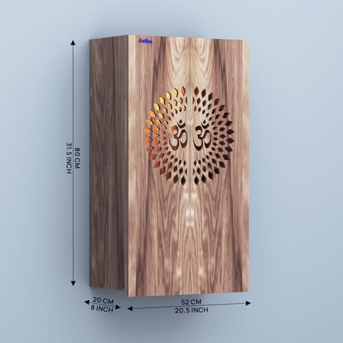 Image of Anikaa Spirit Engineered Wood LED Light Wall Temple Puja Stand Pooja Modern Designe Temple Mandir for Office & Home Decoration - CoachWood (D.I.Y - Do-It-Yourself)