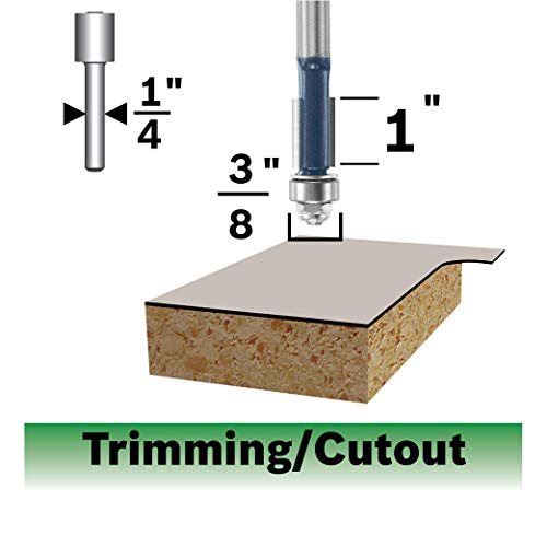 Bosch 85268MC 3/8 In. x 1 In. Carbide-Tipped Double-Flute Flush Trim Router Bit