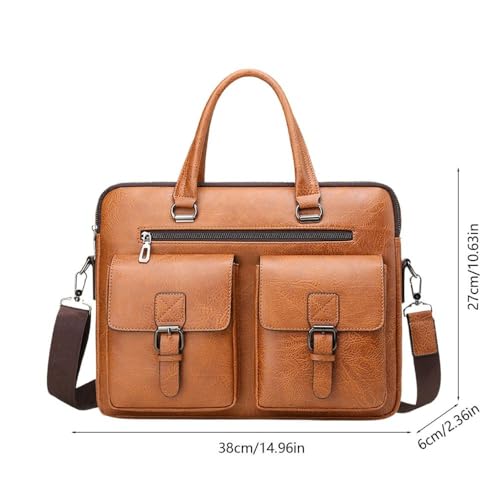 Image of CAVALO - Be Unique Leather Men's Laptop Bag Retro Messsenger Bag Men's Handbag Crossbody Bag Personality Briefcase (upto 14 inch) | Premium PU Leather