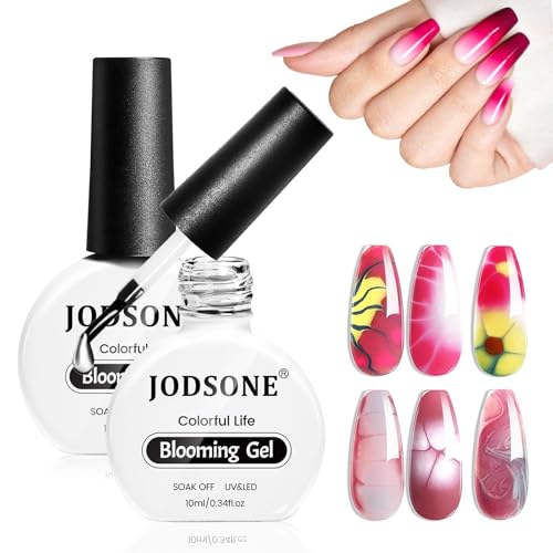 Image of JODSONE Blooming Gel Nail Polish,2pcs 10ml Clear Blooming Gel for Marble,Watercolor,Floral Print,Gradient & Tie Dye Nail Art Effects for Women