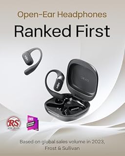 SHOKZ OpenFit 2 Open-Ear Headphones, True Wireless Bluetooth Earphones with Microphone, Earhook Earbuds with 48 Hours of Playtime, USB-C Fast Charging, IP55 Water-Resistant, with Carrying bag, Black