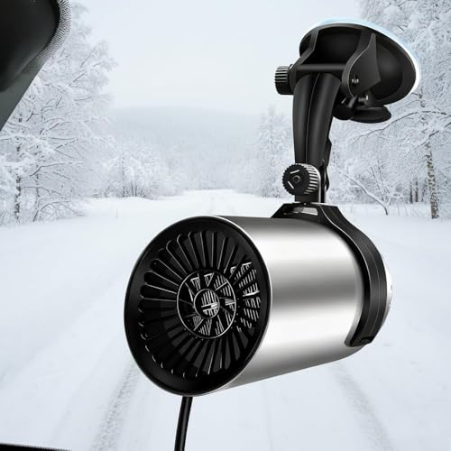 Car Heater Defroster 12V 150W Plug-in Cigarette Lighter Car Heaters Cup Shaped Car Windscreen Heate 2 in 1 Heater & Cooling Vehicle Heater Defroster Windshield Warmer Windscreen with Bracke