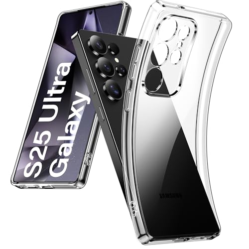 DOSMUNG Custodia per Samsung Galaxy S25 Ultra, Silicone Flessibile Custodia con Antiurto [Protezione Fotocamera Integrata] [Anti Graffio] Cover per Samsung S25 Ultra, Trasparente