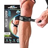 CROSSTRAP Stabilizing Patella Strap | Patella Knee Strap for Running, Cycling, Hiking, Outdoor Sports | 2-Pack Black (Large)