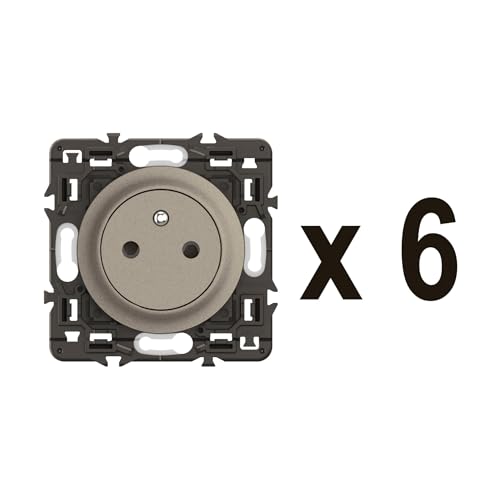 LEGRAND - Prise Electrique Murale avec Terre Céliane Surface - Prise Affleurante avec Socle Rétractable - Titanium - A compléter avec des plaques de...