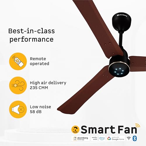 Image of atomberg Renesa Halo Smart Alexa Enabled 1200mm BLDC Ceiling Fan with Remote | BEE 5 star | High Air Delivery | Low noise | LED Speed Indicator | Sleek Design | | 3 Year Warranty |Copper Haze