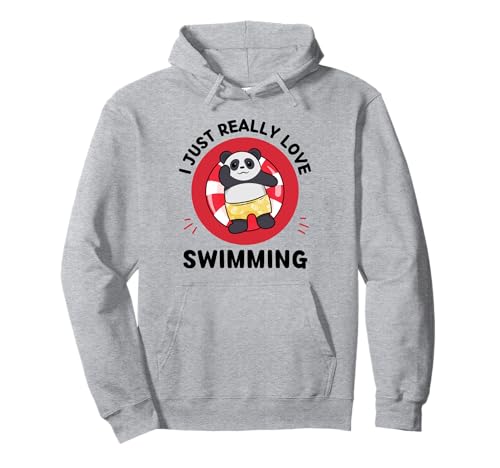 Lindo panda kawaii I Just Really Love Swimming Lover Sudadera con Capucha
