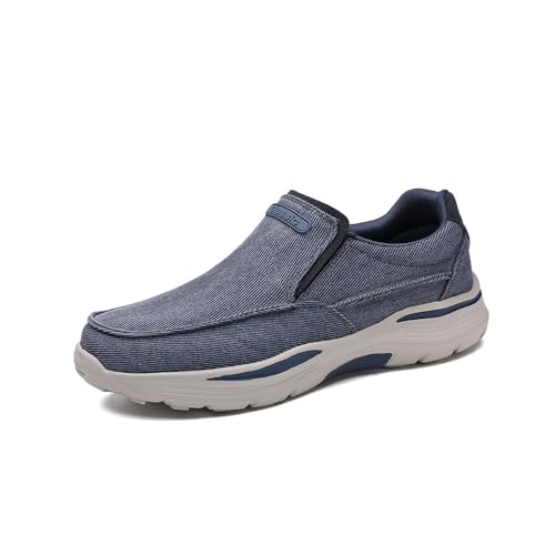 Mens Canvas Loafers Comfortable Soft Walking Shoes Lightweight Non-Slip Driving Shoes Daily Casual Flat Shoes