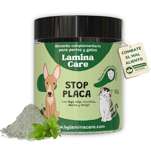 Lamina Care - Polvo para Eliminar Mal Aliento Perros y Gatos con Clorofilina y Alga Kelp, Limpiador Dientes Perro para Reducir la Placa y Eliminar el Sarro Perros, Previene Mal Aliento Perro y Gato