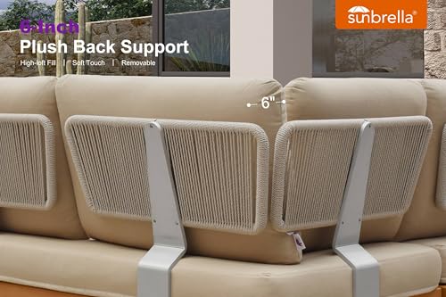 Image of PURPLE LEAF Patio Furniture Set Outdoor Sectional Sofa with Fade-Resistant Cushions and Pillows Wicker 8 Pieces U-Shaped Couch Modern Conversation Sets for Balcony Yard Garden Poolside, Khaki