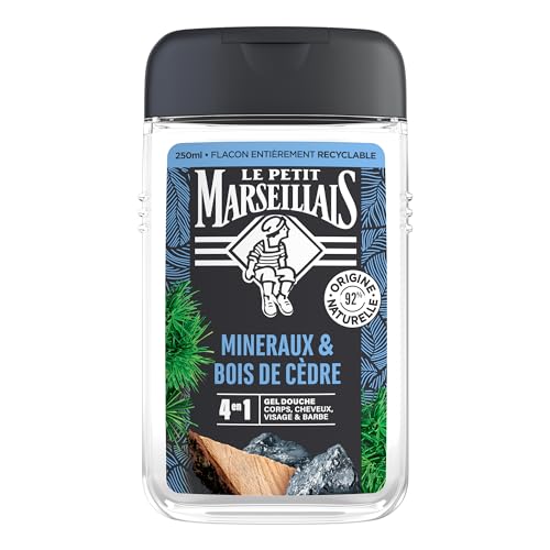 Le Petit Marseillais – Gel Douche Homme Minéraux & Bois de Cèdre (flacon de 250 ml) – Formule...