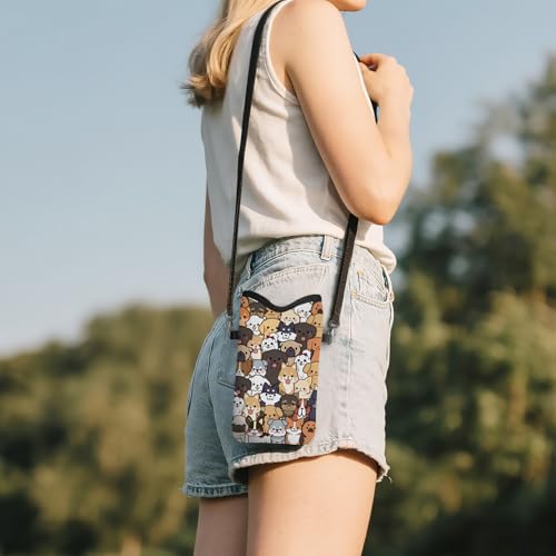 Image of Cell Phone Sleeve Pouch with Adjustable Strap - Dogs | 7.1x3.9 Inch, Neoprene, Small Crossbody Bag for Women, Velcro, Protect Smartphone, Scratch Resistant, Dog Lover Gifts