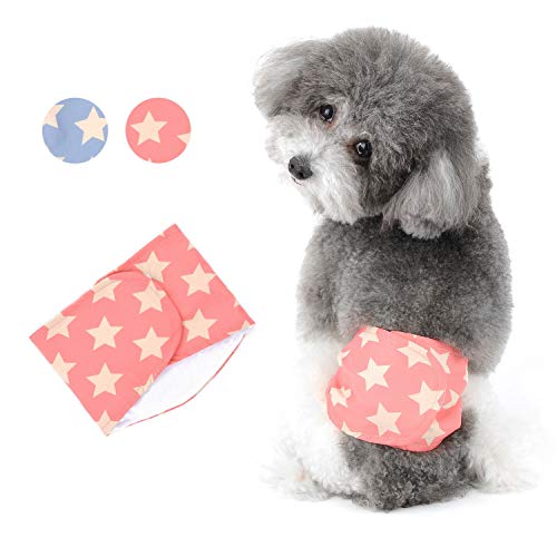 ZUNEA ペット 犬 マナーベルト 雄犬 サニタリー 生理パンツ 男の子 犬用 おむつ マナーウェア 星柄 ドッグウェア お漏らし対策 メッシュ 通気性 パンツ 発情期 マーキング防止 尿失禁 再利用 洗濯可能 室内 おでかけ ピンク M