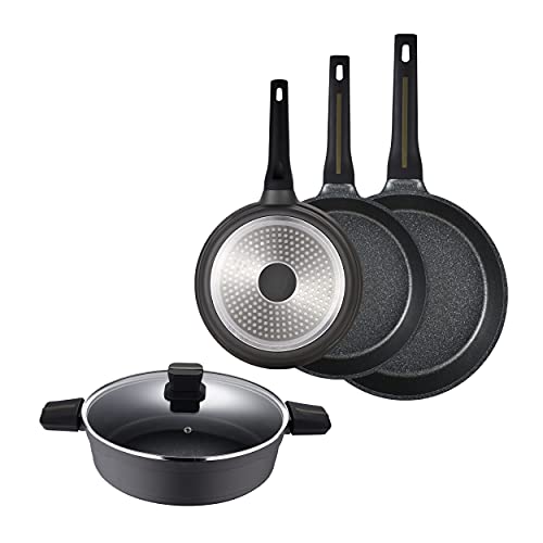 SAN IGNACIO Bistro | Sartenes Antiadherentes | Set de 5 Piezas de 20, 24 y 28cm y Cacerola Baja...