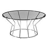  Mesa de Centro geométrica de Cristal y Acero Inoxidable contemporánea Plateada de 43x90x90 cm - LOLAhome