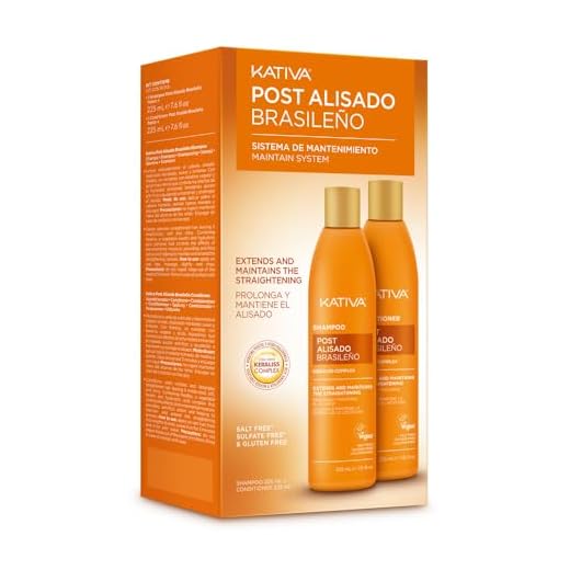 KATIVA Tratamiento Post Alisado Brasileño | Champú y Acondicionador | Prolonga el Alisado un 50% | Antifrizz | Kit 2 unidades | 225 ml | Con keratina vegetal y ácido hialurónico