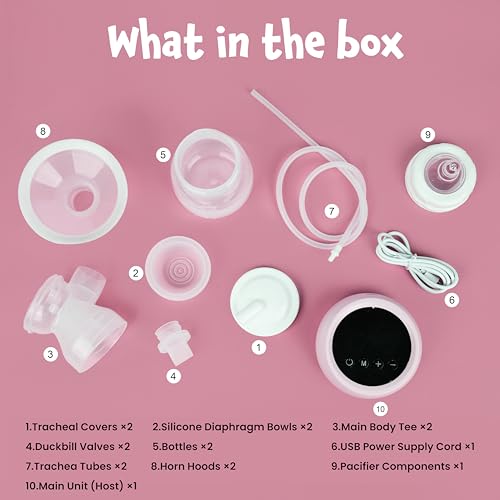 Image of Tinyberg Double Electric Breast Pump, 9 Intensity Levels Dual Mode Stimulation & Expression, Silicone Cushion Rechargeable 1200mAh Battery Portable & Lightweight BPA-Free, Complete Kit Included