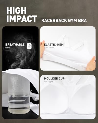 Image of RUNNING GIRL Sports Bras for Women High Support, Adjustable Straps High Impact Racerback Bra with Hook Closure Molded Cup
