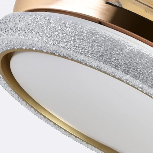 Image of Harold Electricals Modern LED Ceiling Fan with Retractable Blades, Gold and White, Remote Control, Dimmable Light, for Living Room, Bedroom, Dining Room, Home Decor Hanging Light & Fan