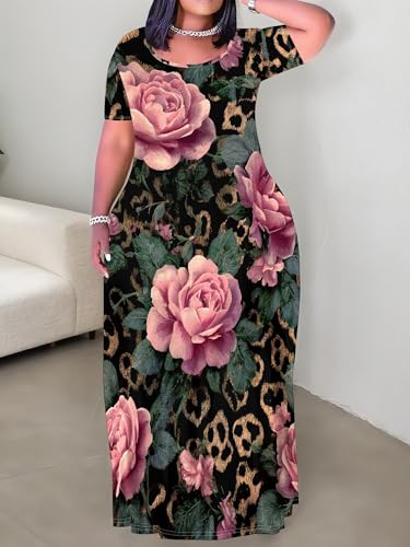 Image of Plus Size Maxi Dresses for Curvy Women T-Shirt Summer Sun Dresses Loose Fit