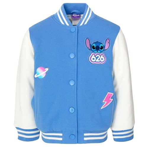 Disney Minnie Mouse Frozen Lilo & Stitch Moana Girls Varsity Bomber Jacket Toddler to Big Kid Sizes (2T - 14-16)