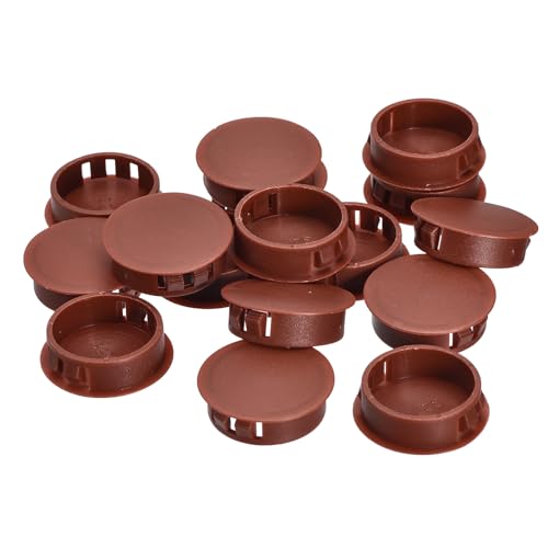 Image of uxcell 32mm /1.26 inch Plastic Hole Plugs, 16Pcs Flush Type Panel Round Snap in Fastener Knockout Locking Plugs for Furniture Insert End Caps Panels, Red