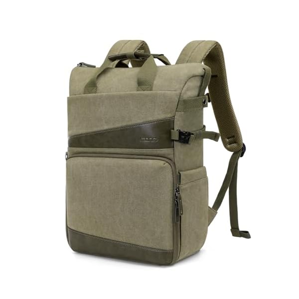 MOSISO Camera Backpack, DSLR/SLR/Mirrorless Camera Bag Case with Tripod Holder&15-16 inch Laptop Compartment&PU Handle, Canvas Photography Backpack Compatible with Canon/Nikon/Sony, Olive Yellow