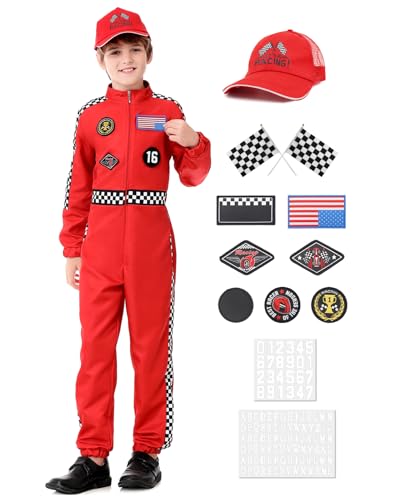 Disfraz de Piloto de Carreras para Niños Rojo Talla 150 miniatura 2