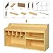 XCSOURCE Power Tool Organizers and Storage Cabinets, Wooden Drill Charging Station, 5 Slots Drill Holder Storage Racks Wall Mount with 3 Shelves for Work Bench, Wrench, Screwdriver, Drills