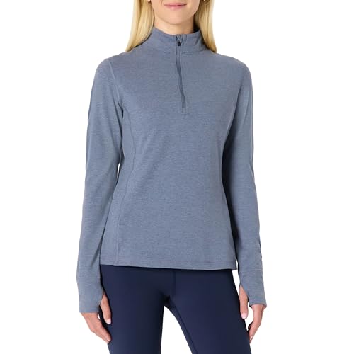 Amazon Essentials Womens Athletic Soft Performance Lightweight Quarter-Zip Long Sleeve Workout Top Space Dye Slate X-Small
