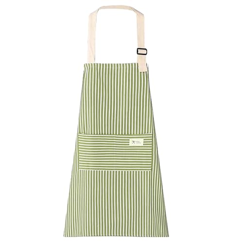 Bailinks Delantal de Cocina de Algodón, 1 Pieza, con Bolsillos, Ajustable, para Hornear, Cocinar, Jardinería, Uso Doméstico, Ideal para Mujeres y Hombres (Verde)