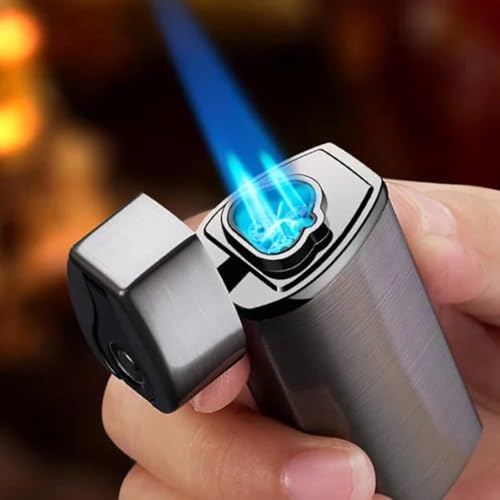Encendedor antorcha triple chorro resistente al viento rojo miniatura 2