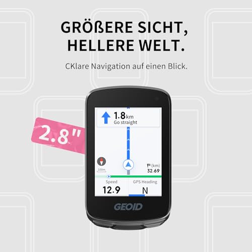 GEOID CC700 GPS Fahrradcomputer kabellos mit 2,8 Zoll Farbbildschirm – Fahrradtacho mit Route-Navigation, ANT+ & Bluetooth, IPX7 wasserdicht, 15-25 Std. Akkulaufzei